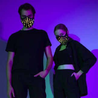 Black Face Mask with Smart LEDs and Broken Mirror Effect