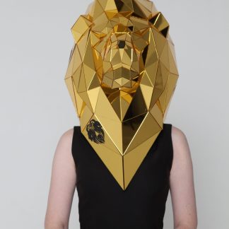 3D Gold Mirror Lion Mask / Disco Ball Lion Helmet