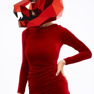 Red Panther 3D Animal Mirror Mask / Rave Animal EDM Mask, Halloween Burning Man