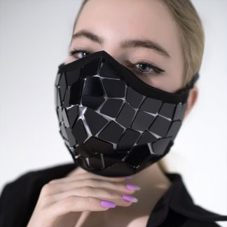 Face Mask with Black Mirror Tiles