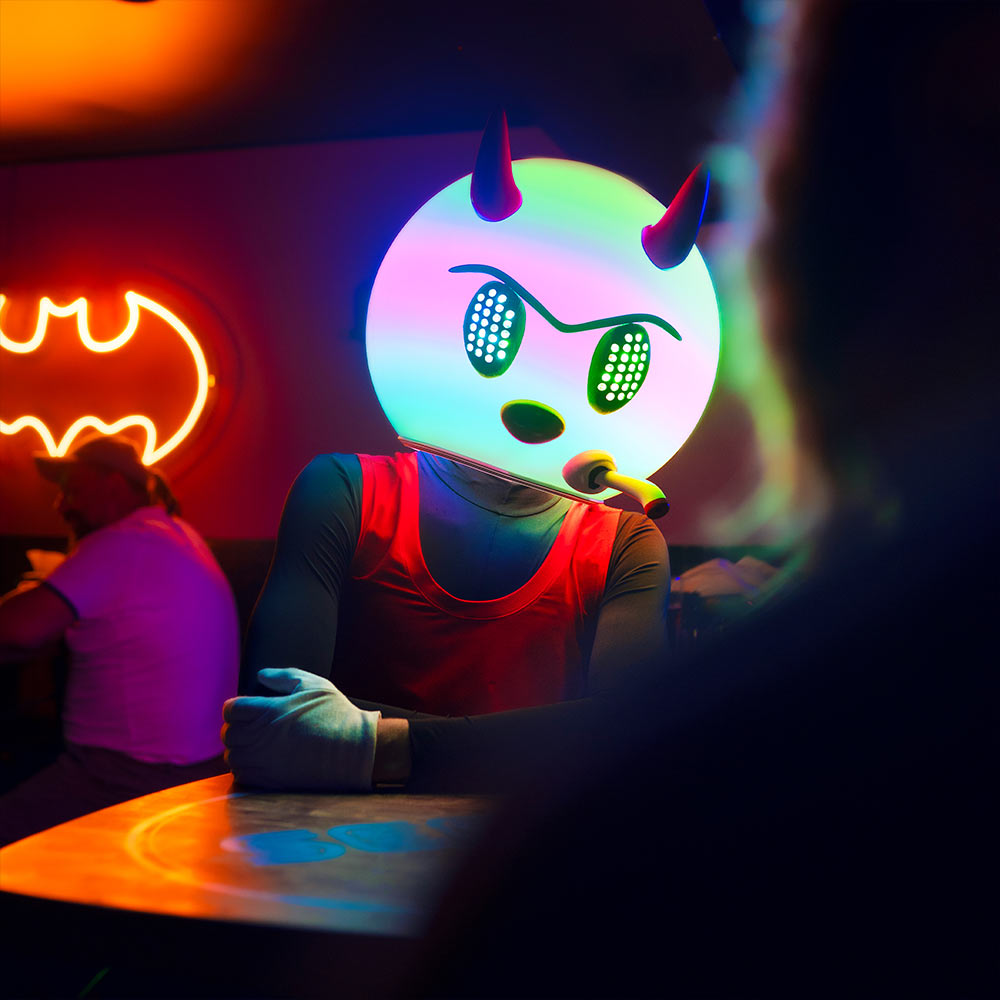 Custom made LED Helmet with Horns / Comix Cosplay Helmet for Halloween