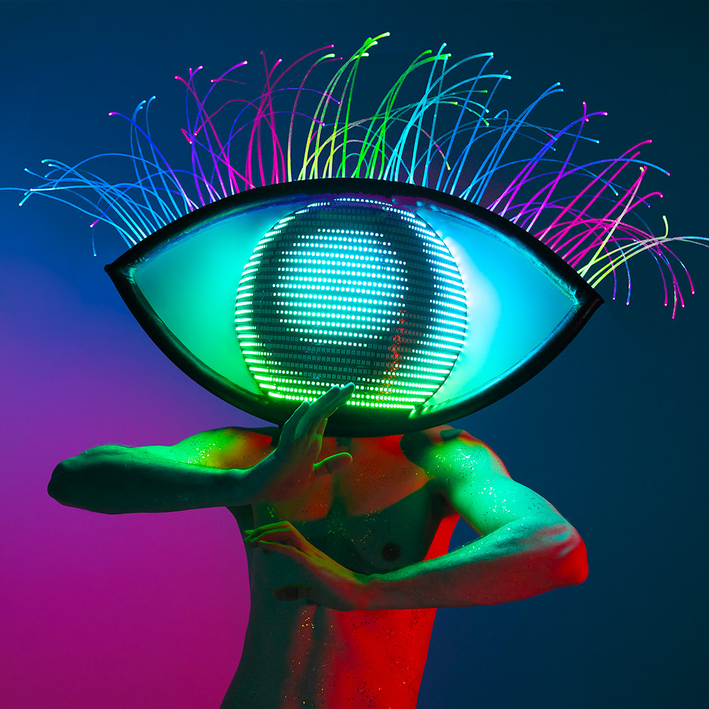 LED Helmet in the Shape of an Eye for Halloween