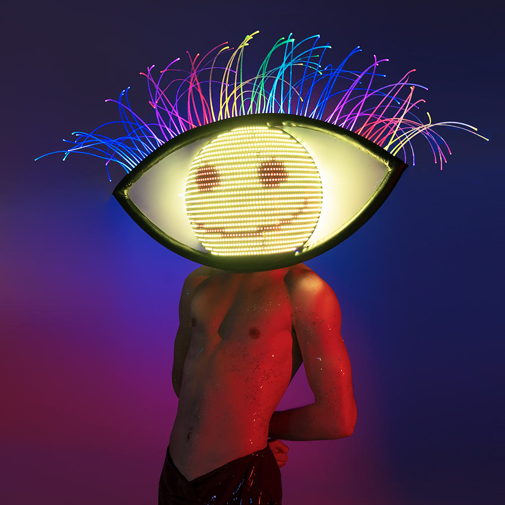 LED Helmet in the Shape of an Eye for Halloween