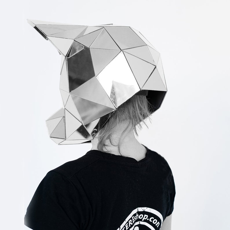 Silver Pig mouth animal mirror mask
