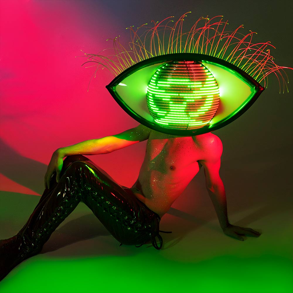 LED Helmet in the Shape of an Eye for Halloween