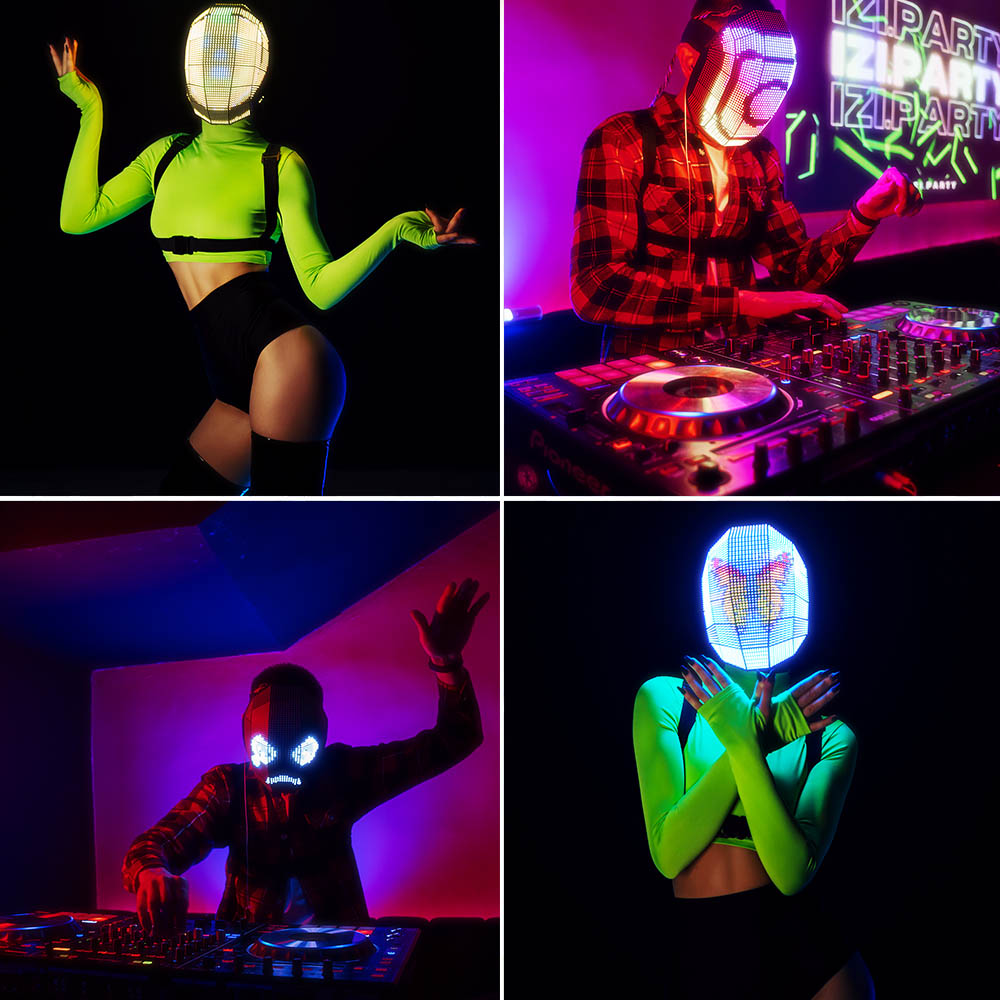 LED High Density Screen light up Rave DJ Mask Polygonal