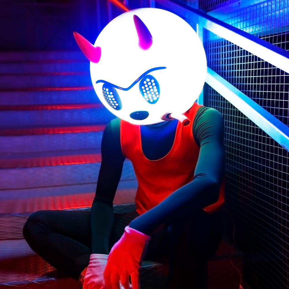 Custom made LED Helmet with Horns / Comix Cosplay Helmet for Halloween