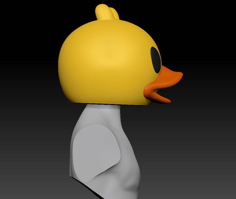 Duck helmet render, side view