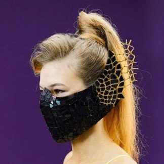 Festival wear black disco ball glitter sparkly mirror mask