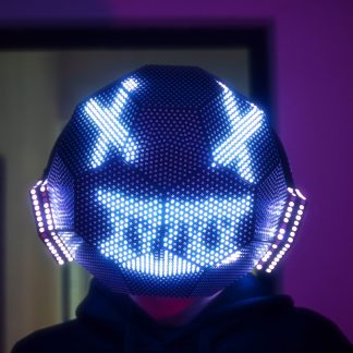 Dense Programmable LED light up DJ helmet in the shape of a dodecahedron H102