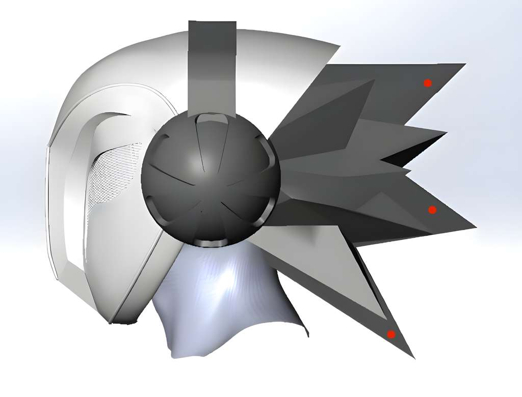 Spiked helmet, side view