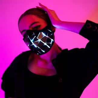 LED Face Mask Lava Effect with Symmetrical Black Mirror Tiles Halloween
